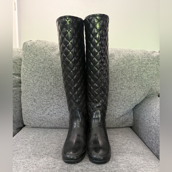 Hunter Refined Quilted Over The Knee Boots Size - Picture 4 of 14
